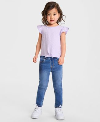 Girls' Toddler 12M-5T Dot-Print Tie-Front T-Shirt