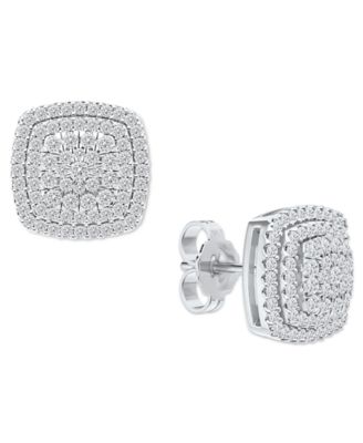 Diamond Square Cluster Stud Earrings (1/2 ct. t.w.) in Sterling Silver