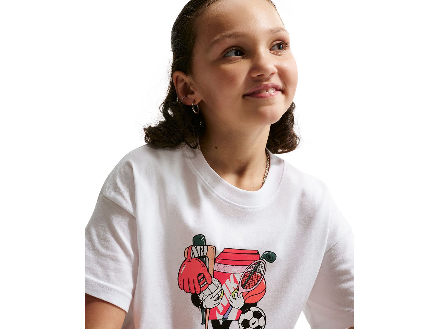 Футболка Nike Sportswear 7-16 Short-Sleeve T-Shirt для девочек, цвет: Белый — фото 3