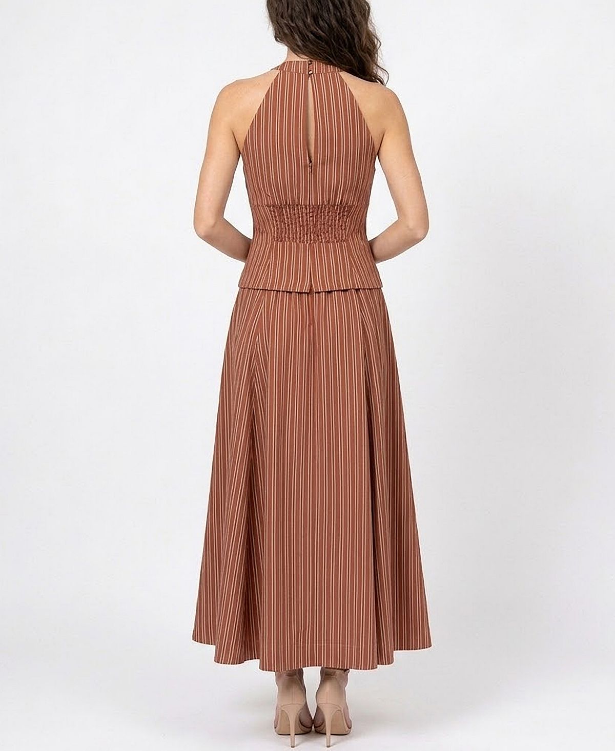 Taylor Women's Striped Drop Waist V-Neck Dress view 3 — MAYCSS fashion products