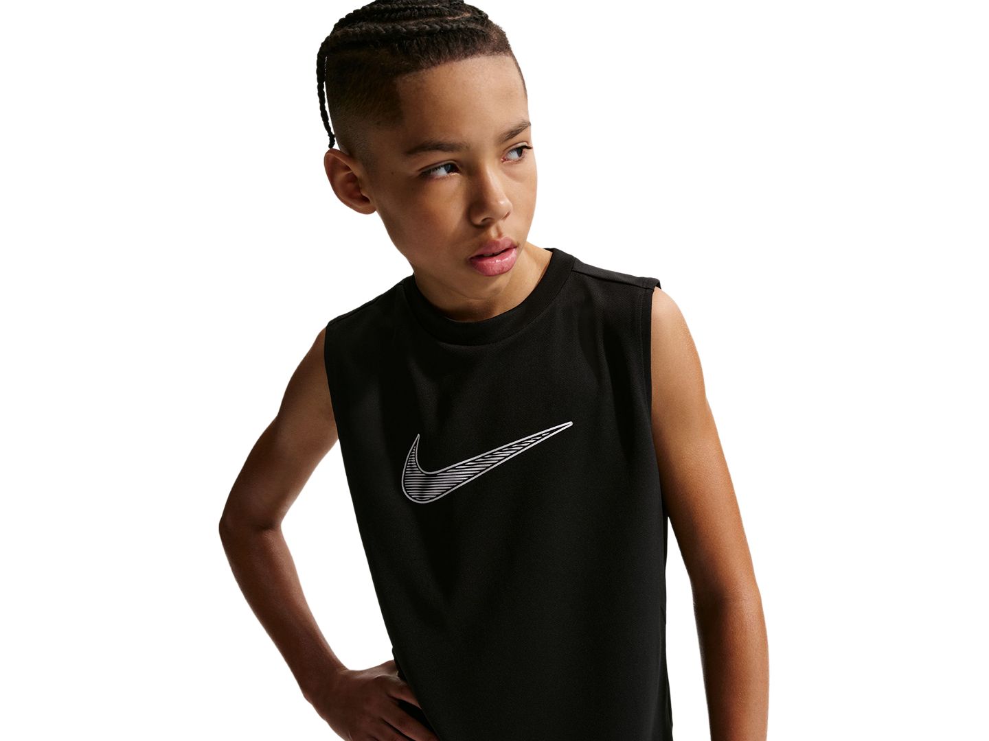 Топ Nike Dri-FIT Sleeveless Knit Tank Top для мальчиков, цвет: Чёрный — фото 2