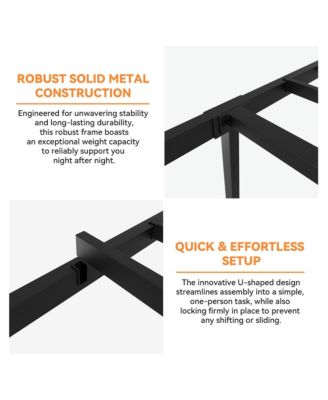 Metal Platform Bed Frame with Decorative Headboard and Footboard, Underbed Storage, Box Spring Not Required