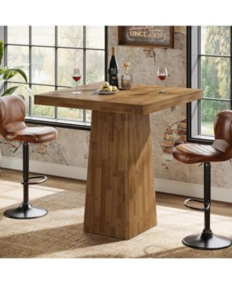 Square Bar Table, 31.5-Inch Small Kitchen Dining Table, Industrial Counter Height Pub Cocktail Furniture Home Bar Unit