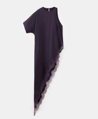 Women's Asymmetric Satin Lace Top