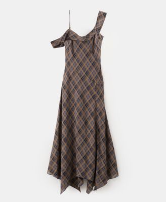 Women's Check Asymmetrical Dress