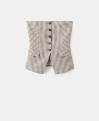 Women's Buttons Strapless Top