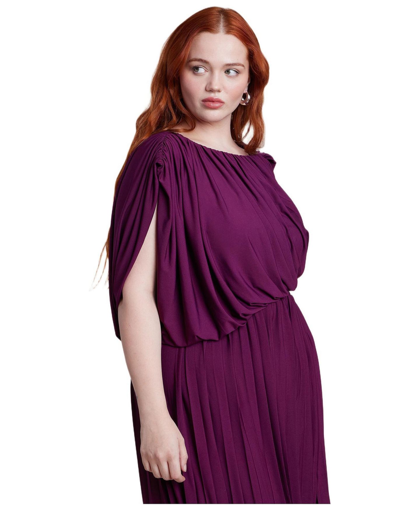 Женское платье ELOQUII Asym Bodice Maxi, цвет: Тёмный фиолетовый — фото 3
