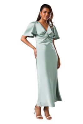 Women's Angel Sleeve Midi Bridesmaid Dress