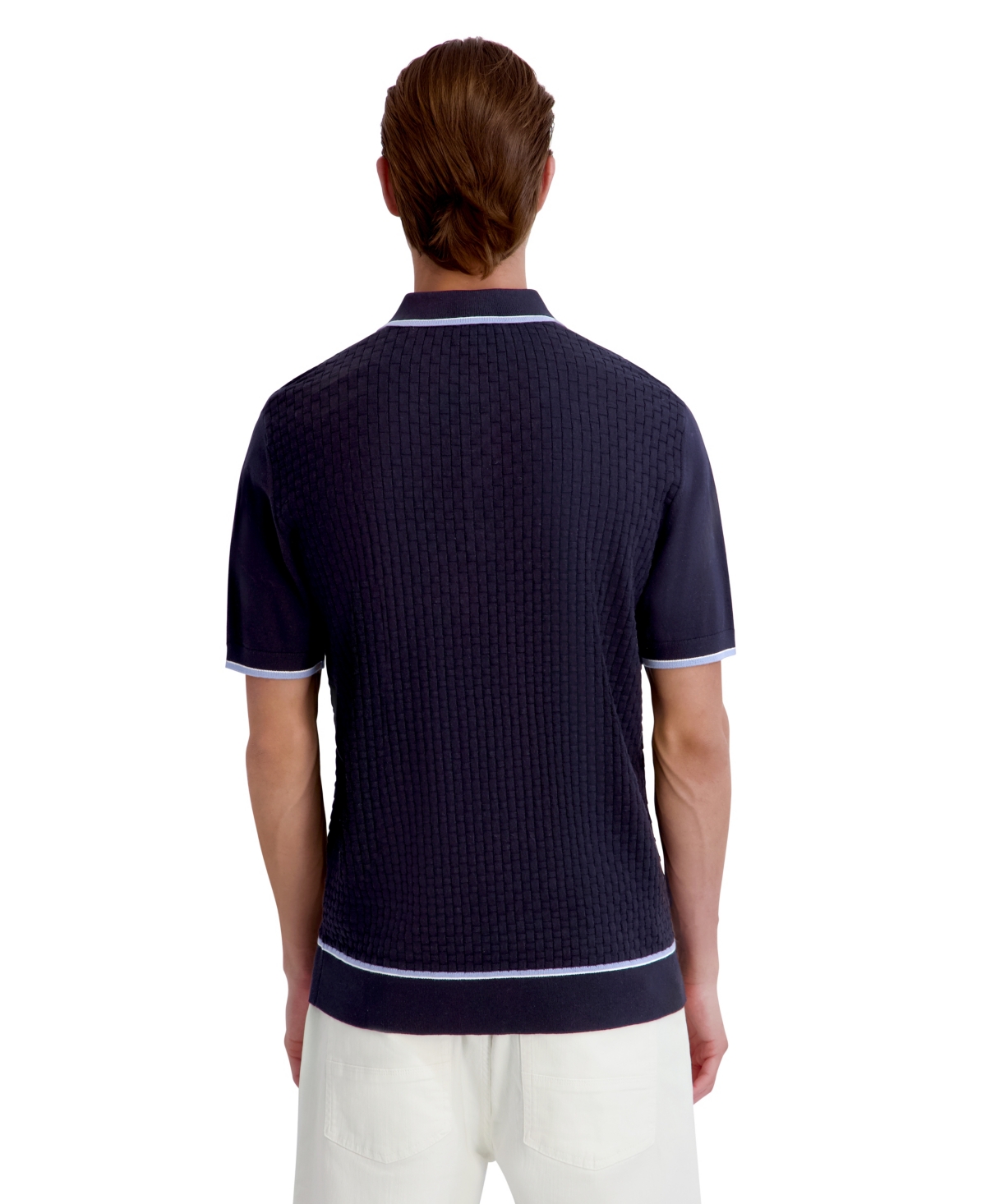 Karl Lagerfeld Paris Men's Basket Weave Short-Sleeve Polo Shirt