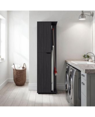 Harper Broom Cabinet, with 2 doors, 3 shelves and a holder,WENGUE