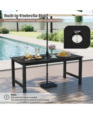 3-Piece HDPE Outdoor Dining Table Set with Two Benches