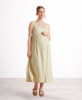 Maternity NOM Ribbed Modal Henley Nursing Dress