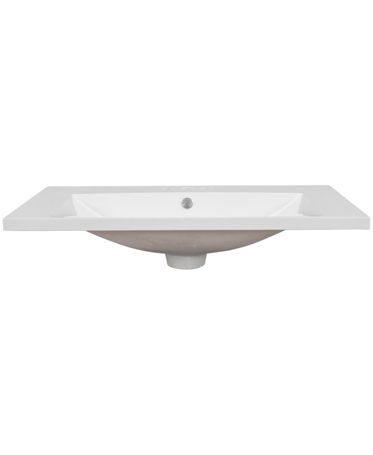 Sillysis Rectangular Ceramic Vanity Top with Sink, 3 Faucet Holes, Easy Maintenance