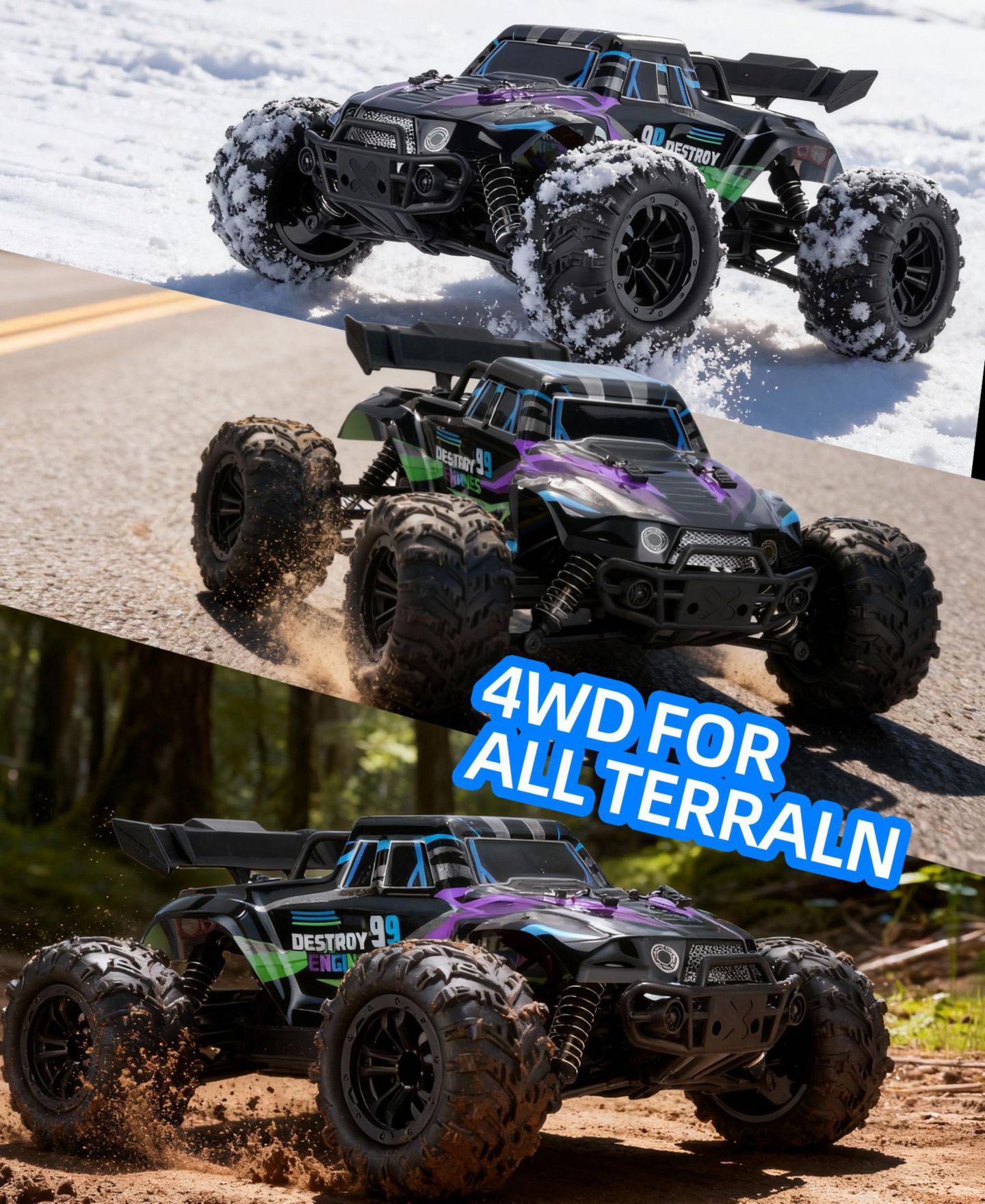 Радиоуправляемая машинка Sugift 4WD 1:16 со светодиодами и двумя аккумуляторами, цвет: Чёрный — фото 4