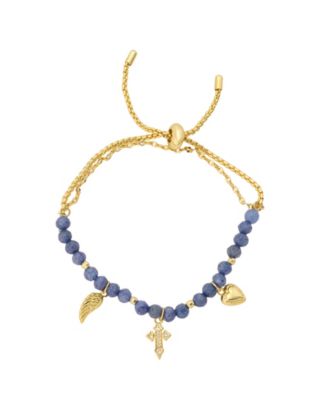 Cubic Zirconia Beaded Layer Bracelet with Faith Charms
