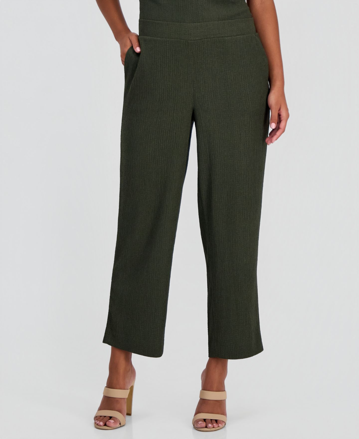 Женские брюки Anne Klein Essentials Petite Pebble-Texture Knit Pull-On, цвет: Dark Bay Leaf — фото 3