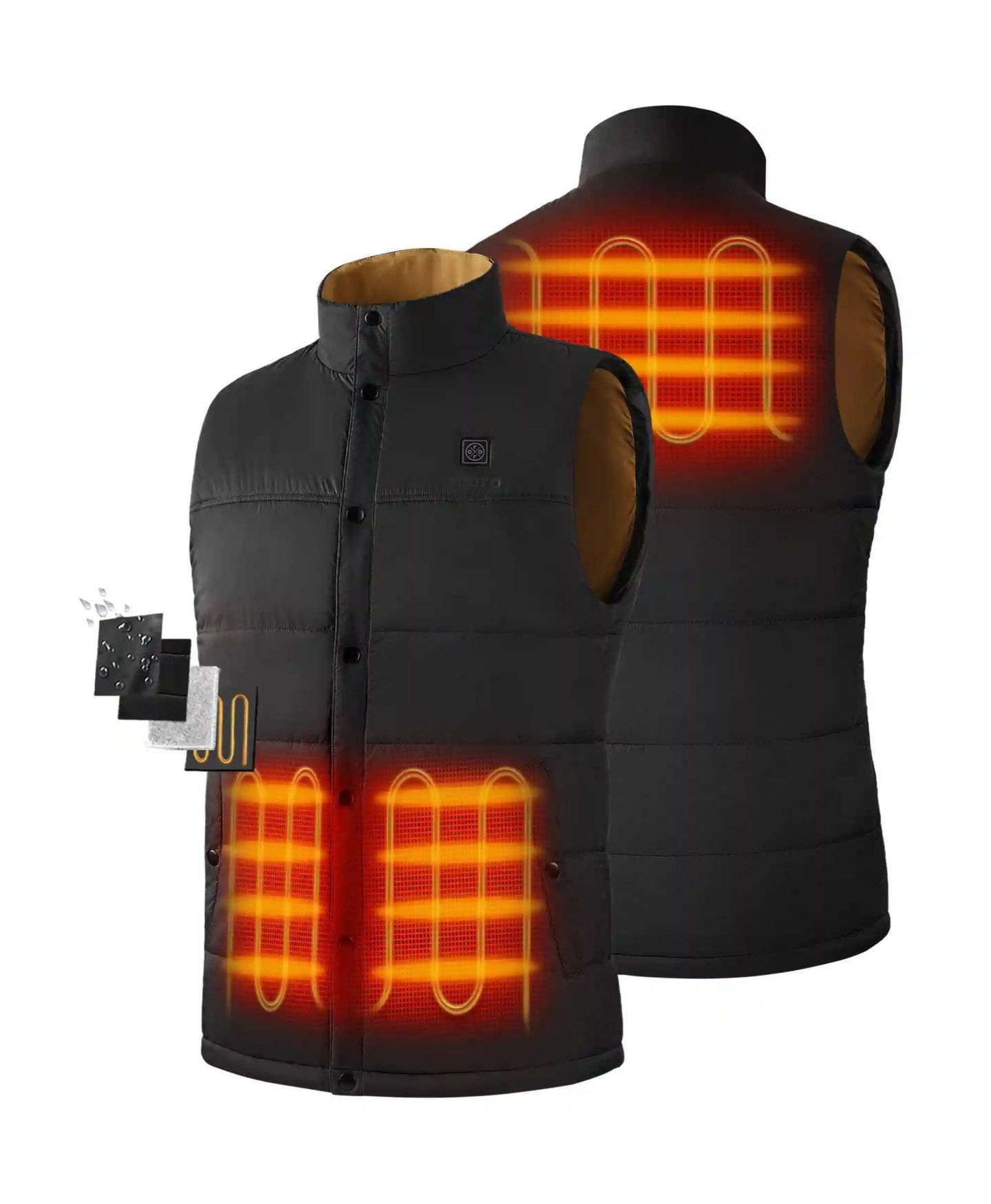 Мужской жилет ororo PuffLyte 3-Zone Heated Lightweight Vest, цвет: Чёрный — фото 2