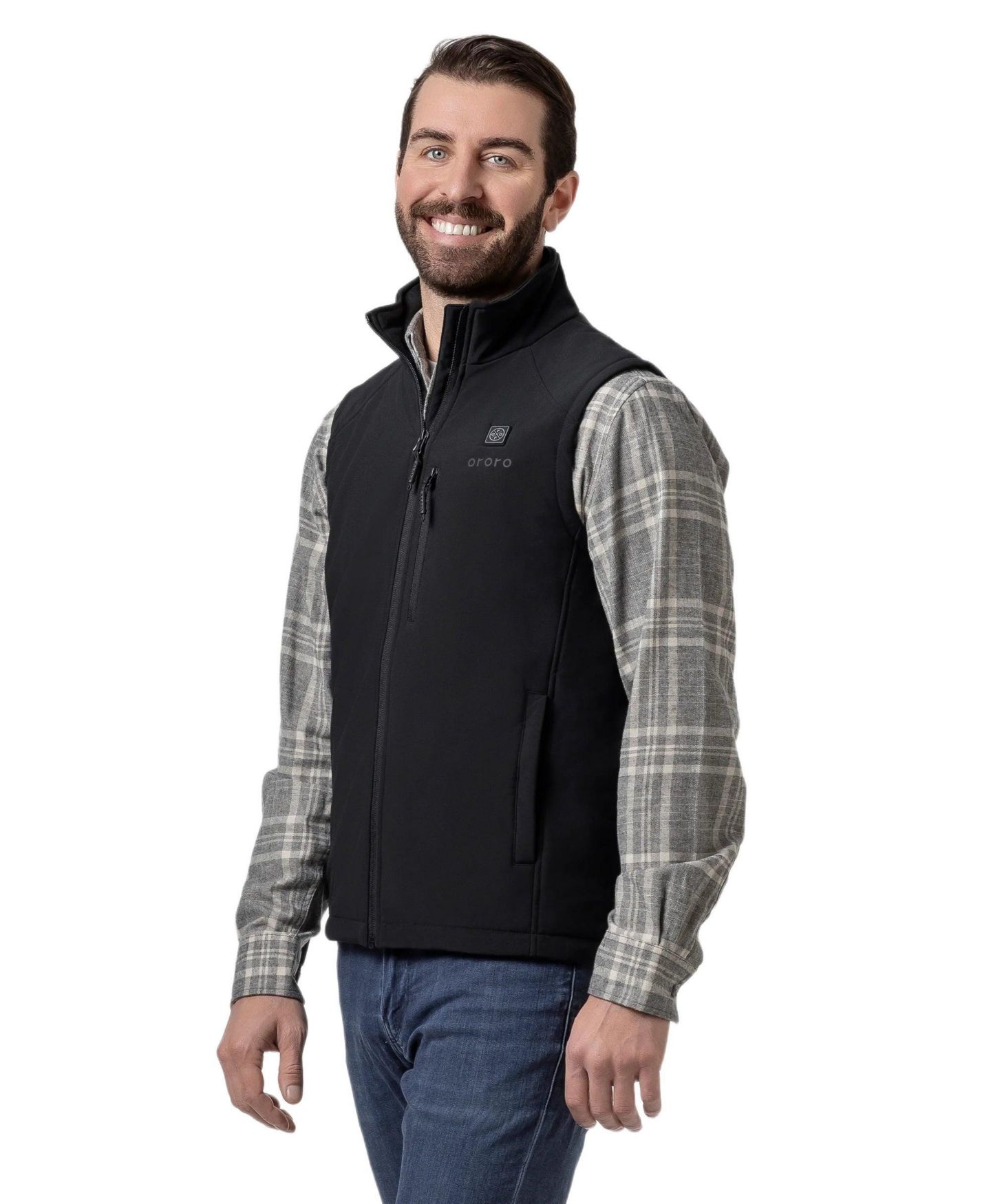Мужской жилет ororo 4-Zone Heated Softshell Vest, цвет: Чёрный — фото 3