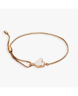 Dove 'Peace' Mother of Pearl Pull Chain Bracelet