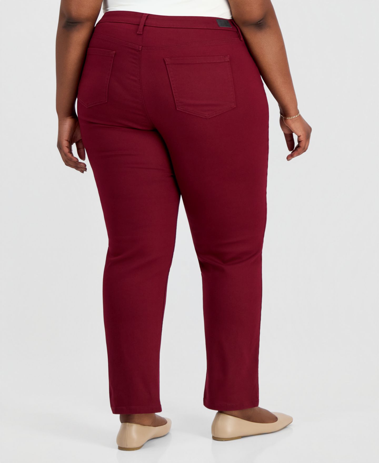 Женские джинсы Jones New York Plus Size Lexington Straight-Leg, цвет: Винный — фото 4