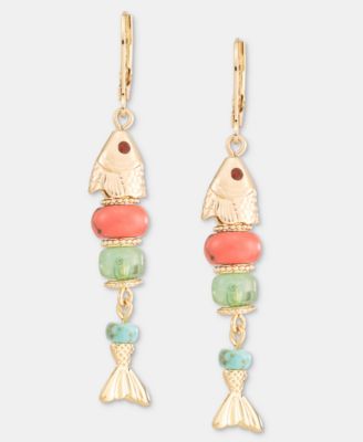 Bead Fish Linear Drop Earrings
