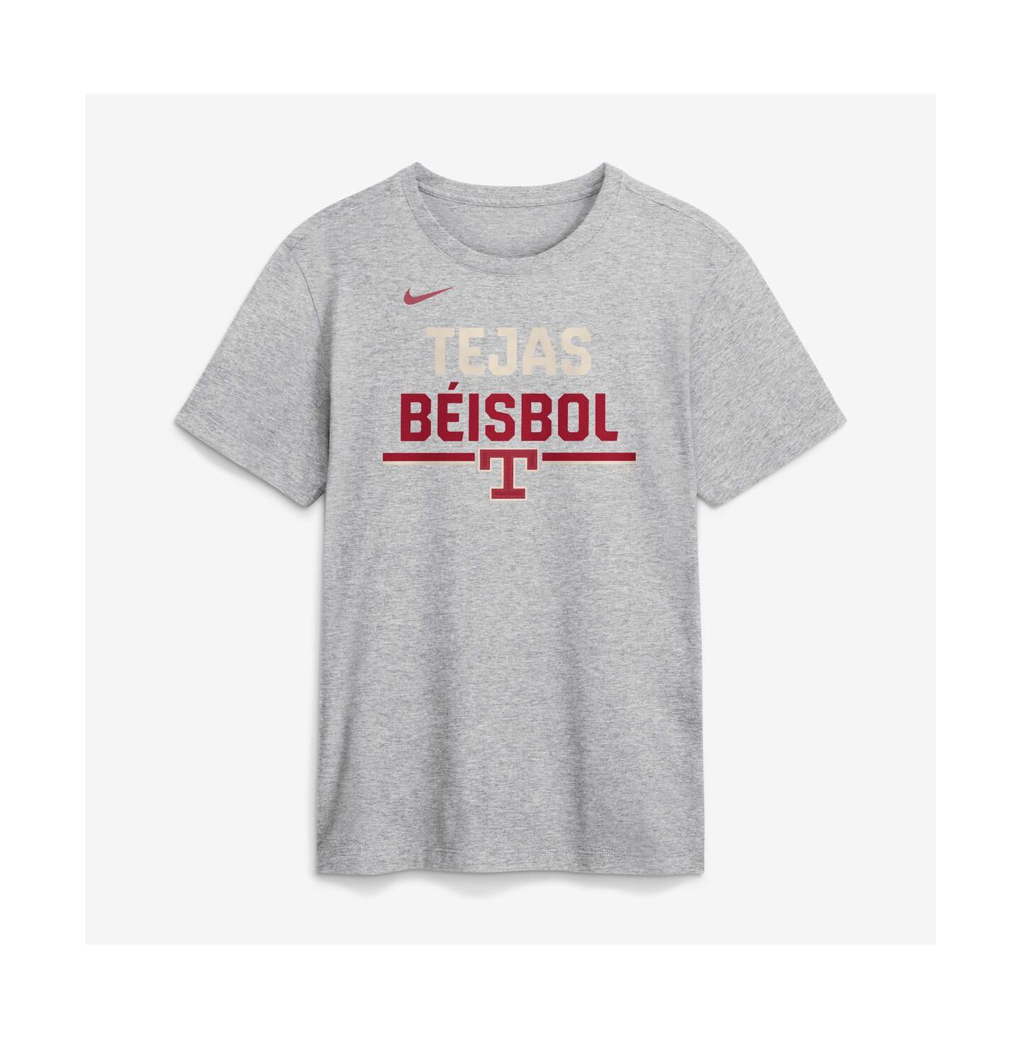 Мужская футболка Nike Heather Gray Texas Rangers City Connect Stacked Team Phrase — фото 1