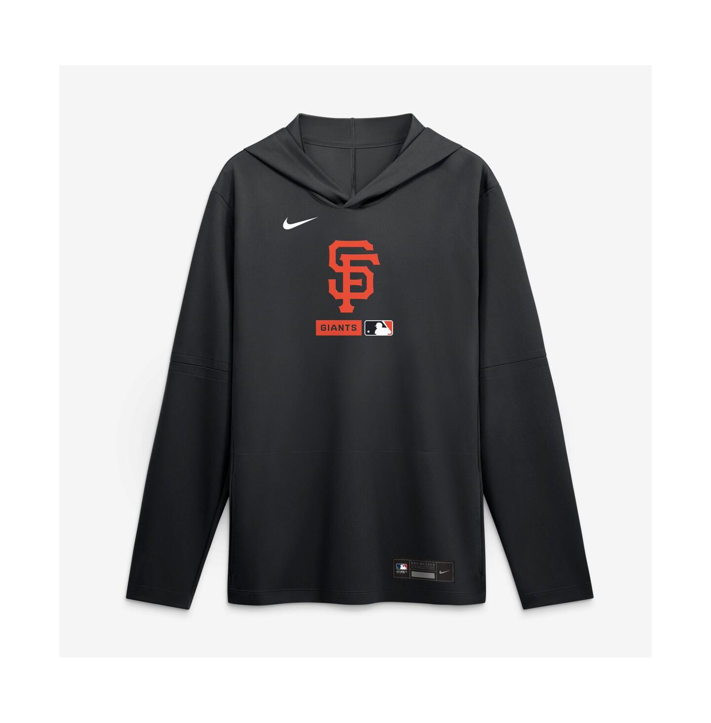 Мужская футболка Nike Black San Francisco Giants Authentic Collection Dri-FIT Long Sleeve Hooded — фото 4