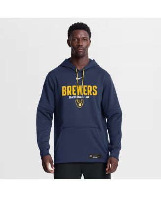 Men's Navy Milwaukee Brewers Authentic Collection Therma-FIT Hoodie
