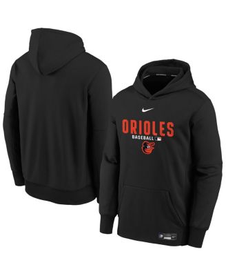 Big Boys and Girls Black Baltimore Orioles Authentic Collection Therma-FIT Hoodie