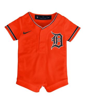 Baby Boys and Girls Orange Detroit Tigers Alternate Replica Romper Jersey