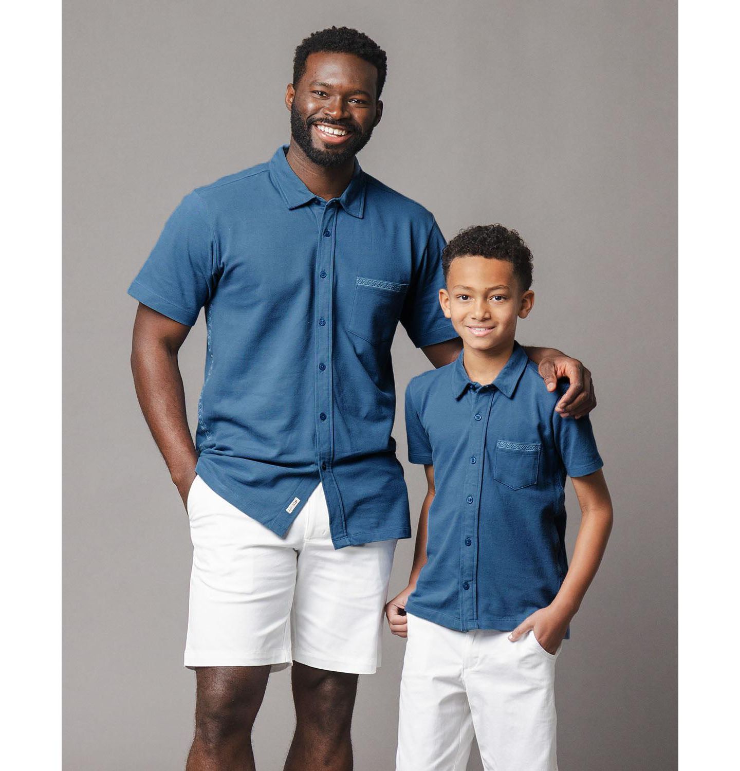 Мужская рубашка Hope & Henry Organic Pique Short Sleeve, цвет: Каменный синий — фото 3