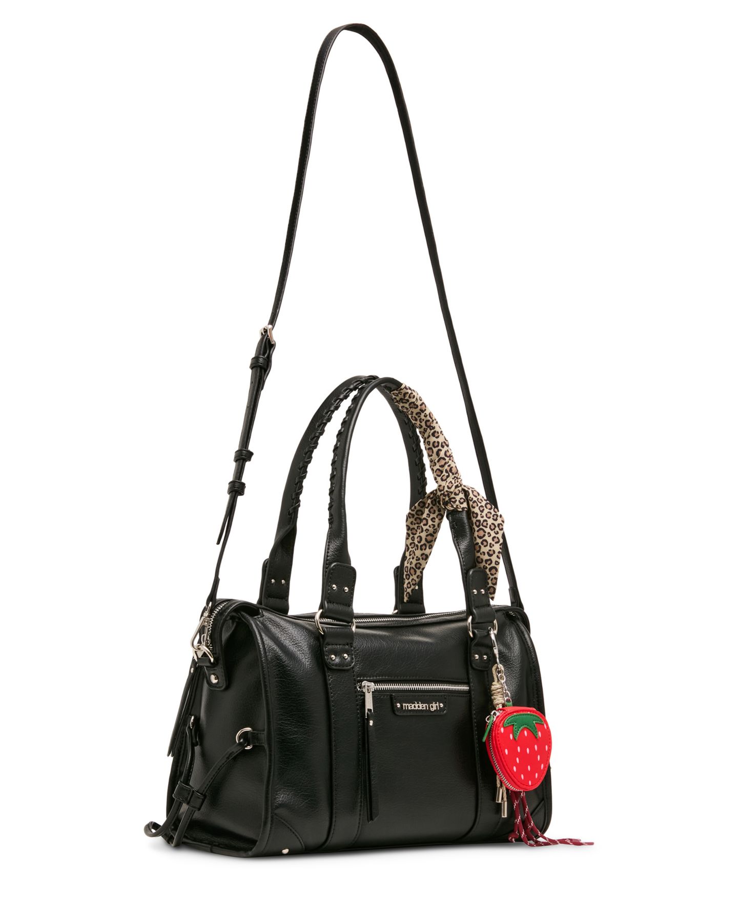 Женская сумка Madden Girl Vander Medium Scarf Detail Bowler Handbag, цвет: Чёрный — фото 3