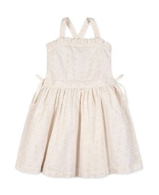 Little Girls Hope and Henry Organic Ruffle Edge Eyelet Apron Dress