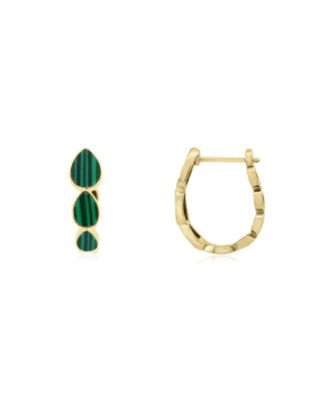 Malachite Inside Out Hoop Earrings 14K Gold-Plated Sterling Silver