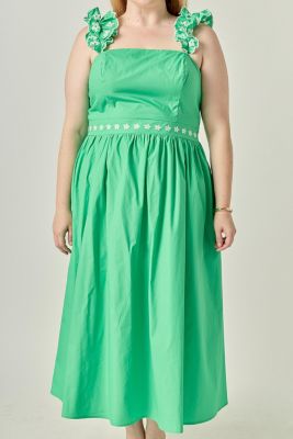 knee length dresses for ladies Embroidery Midi Dress – English Factory