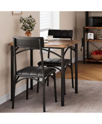 2-Piece Wooden Dining Set with Upholstered Chairs, Square Kitchen Table for Small Spaces and Apartments