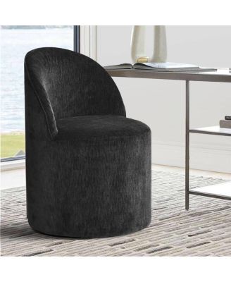 Chenille Swivel Office Chair with Casters, Barrel Task Chair