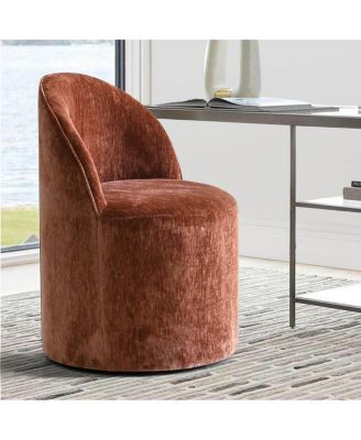 Chenille Swivel Office Chair with Casters, Barrel Task Chair