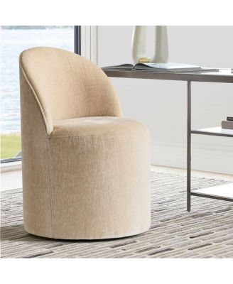 Chenille Swivel Office Chair with Casters, Barrel Task Chair
