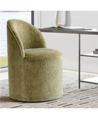 Chenille Swivel Office Chair with Casters, Barrel Task Chair