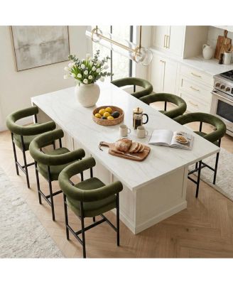24" Velvet Counter Height Stools Set of 6 with Arms, Kitchen Island