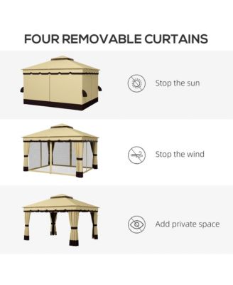 10' x 12' Double Roof Outdoor Gazebo with Netting and Curtains