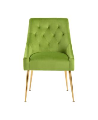 Velvet Upholstered Dining Chairs Set of 6, Mid Century Modern Kitchen Chairs with 5.12" Cushions and Back Pull Rod