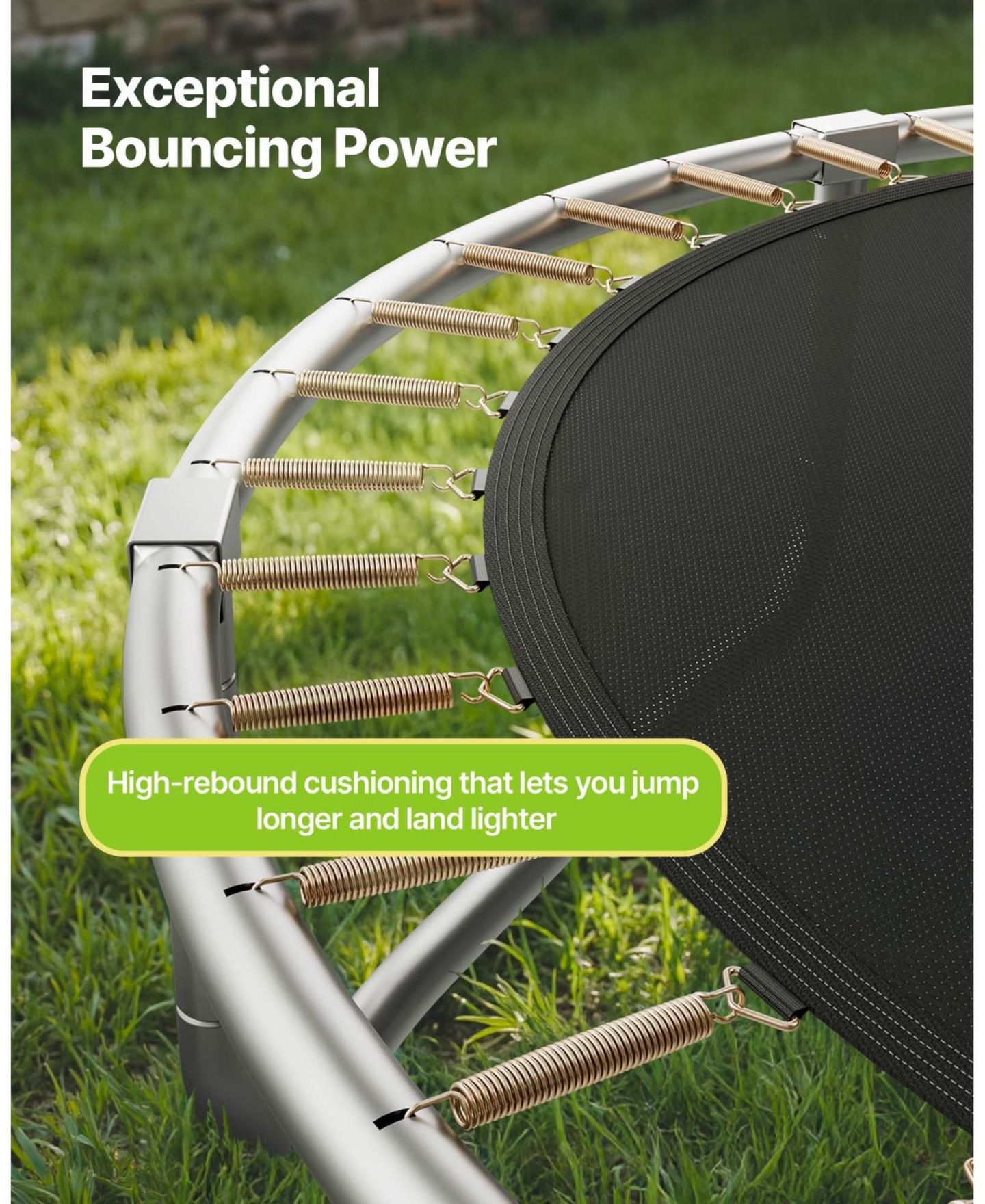 Детская игрушка Mecale 12 FT Outdoor Trampoline with Enclosure Net 400 lbs Capacity, цвет: Синий — фото 6