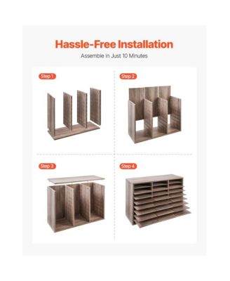 27-Compartment Wood Literature Organizer, Office Mail Sorter with Removable Shelves, File Sorter for Home Classroom