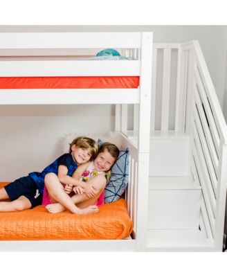 Max and Lily Bed Frame, Farmhouse Solid Wood Platform Bed with Slatted Headboard