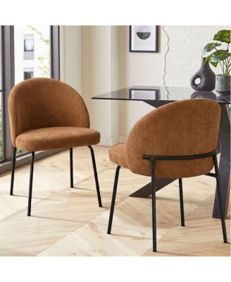 Modern Upholstered Dining Side Chairs Set of 2, Metal Legs