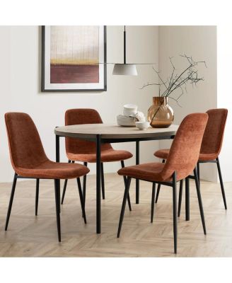 Modern Chenille Upholstered Dining Chairs Set of 4, Metal Legs