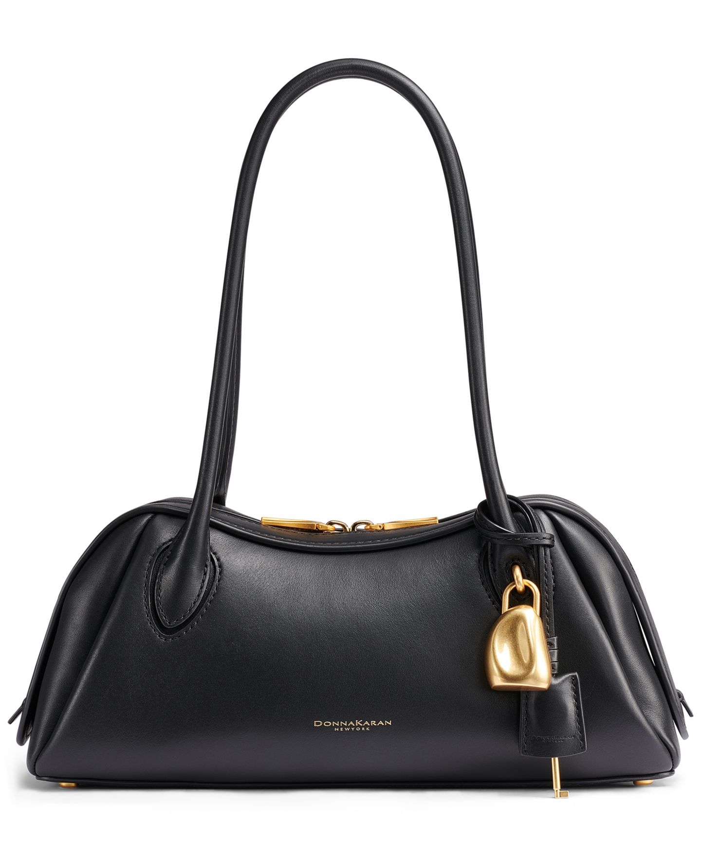 Женская сумка Donna Karan New York Terry Medium Shoulder Handbag, цвет: Чёрный / Золотой — фото 1
