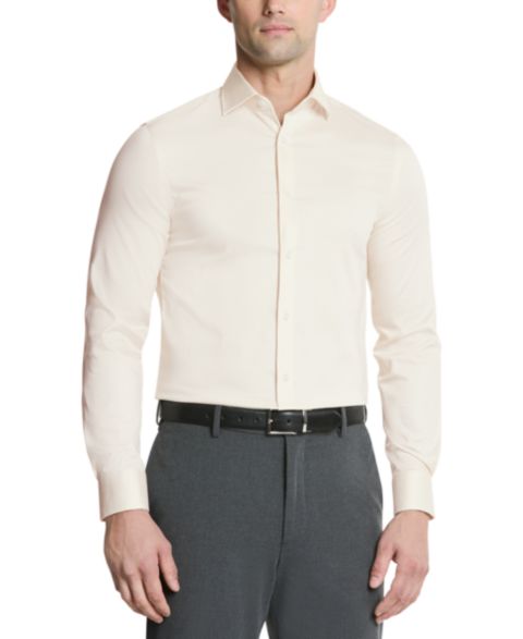 Мужская рубашка Michael Kors Regular-Fit Ultra Wrinkle Free Stretch Dress Shirt, цвет: Экрю